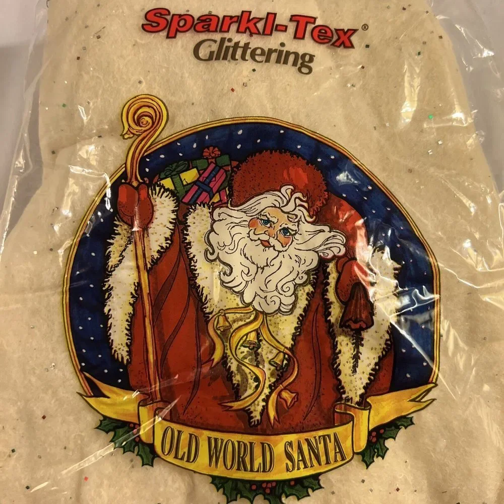 Vintage Sparkl-Tex Glittering Christmas Tree Skirt White w/ Glitter 48